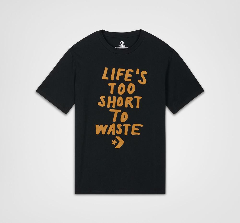 Camiseta Converse Life's Short Stack Homem Pretas 968413OIY